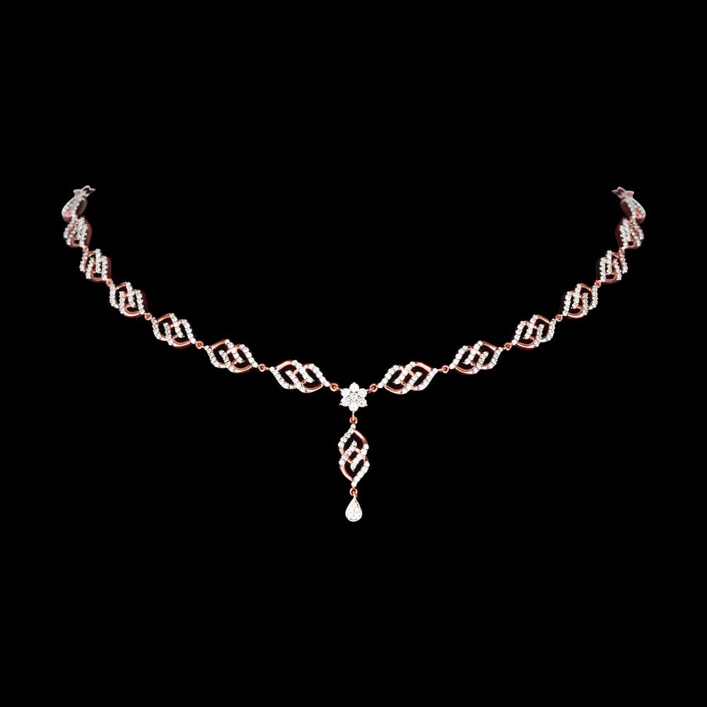 18K Rose Gold Diamond Necklace - 1.5ct SI-IJ