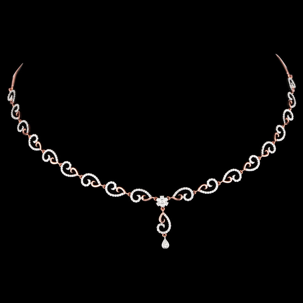 14K Rose Gold Diamond Necklace - 1.38ct VS-SI-FG
