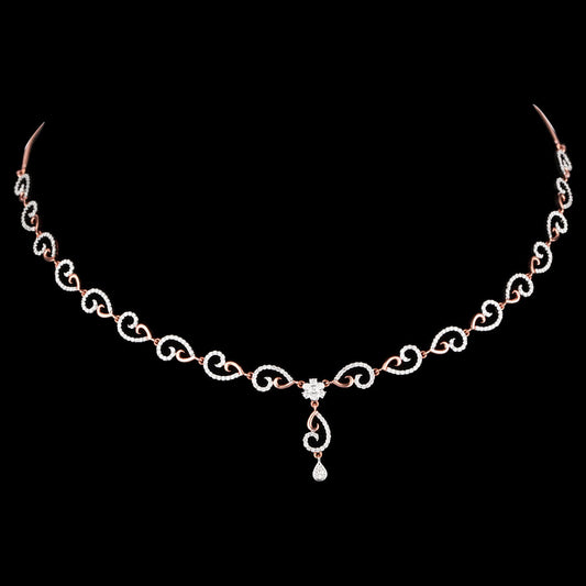 14K Rose Gold Diamond Necklace - 1.38ct VS-SI-FG