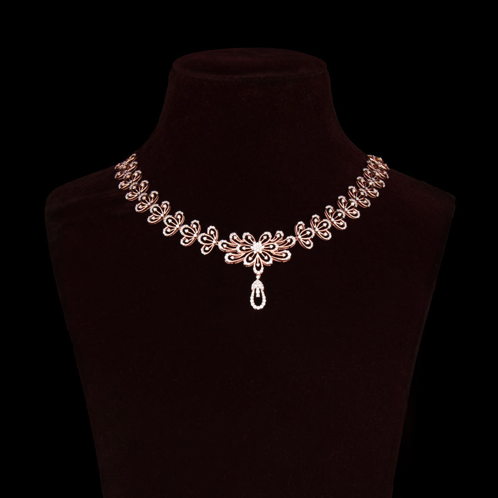 14K Rose Gold Diamond Necklace - 3.1ct VS-SI-FG