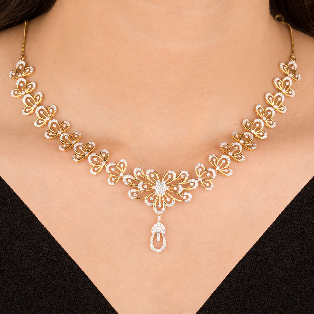 14K Rose Gold Diamond Necklace - 3.1ct VS-SI-FG