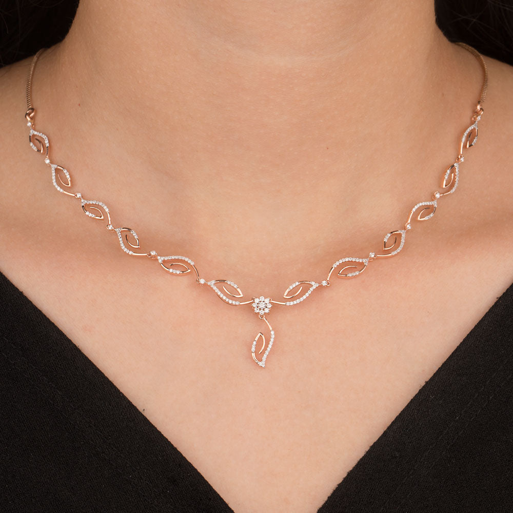 14K Rose Gold Diamond Necklace - 0.76ct VS-SI-FG