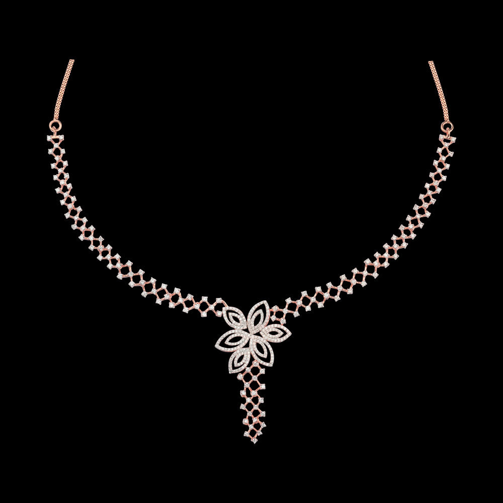 14K Rose Gold Diamond Necklace - 2.2ct VS-SI-FG