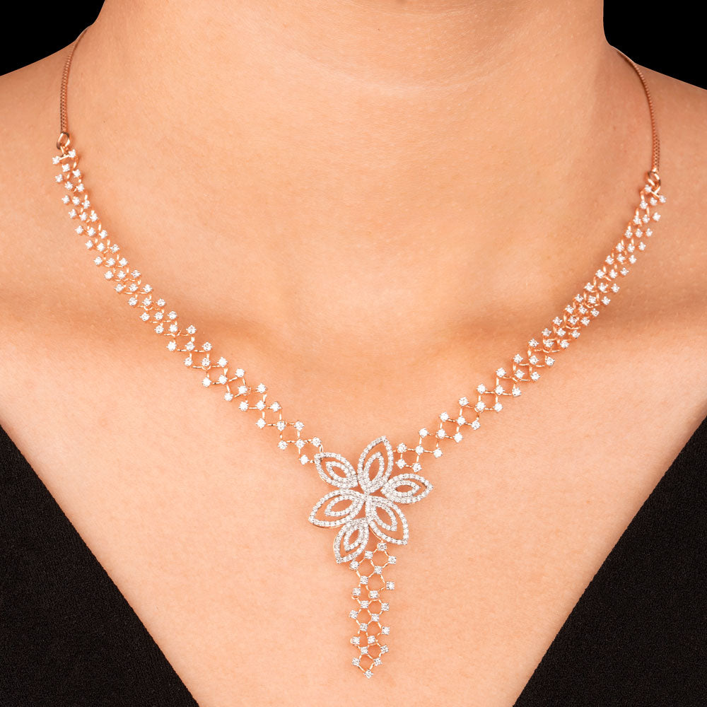 14K Rose Gold Diamond Necklace - 2.2ct VS-SI-FG