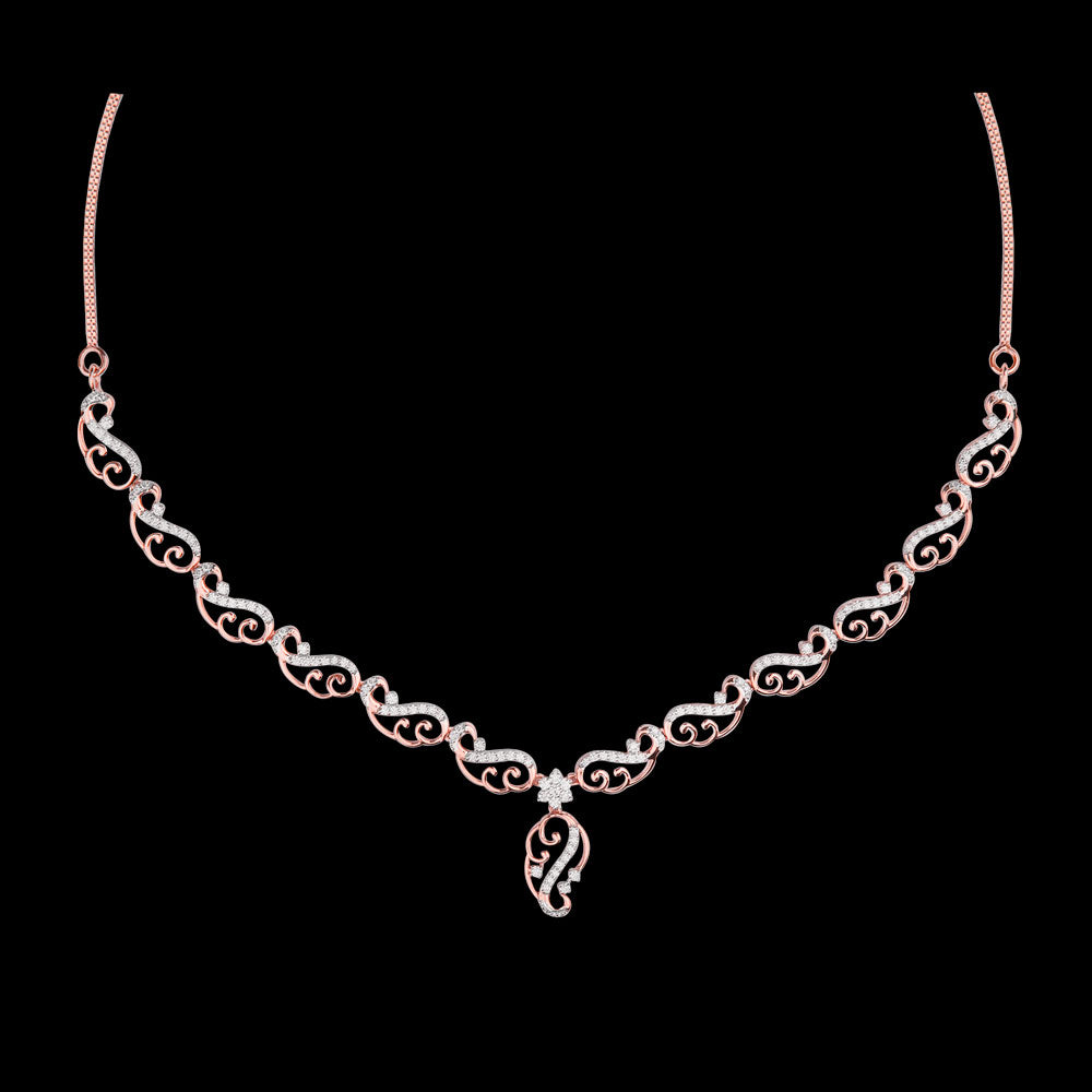 14K Rose Gold Diamond Necklace - 1.1ct VS-SI-HI