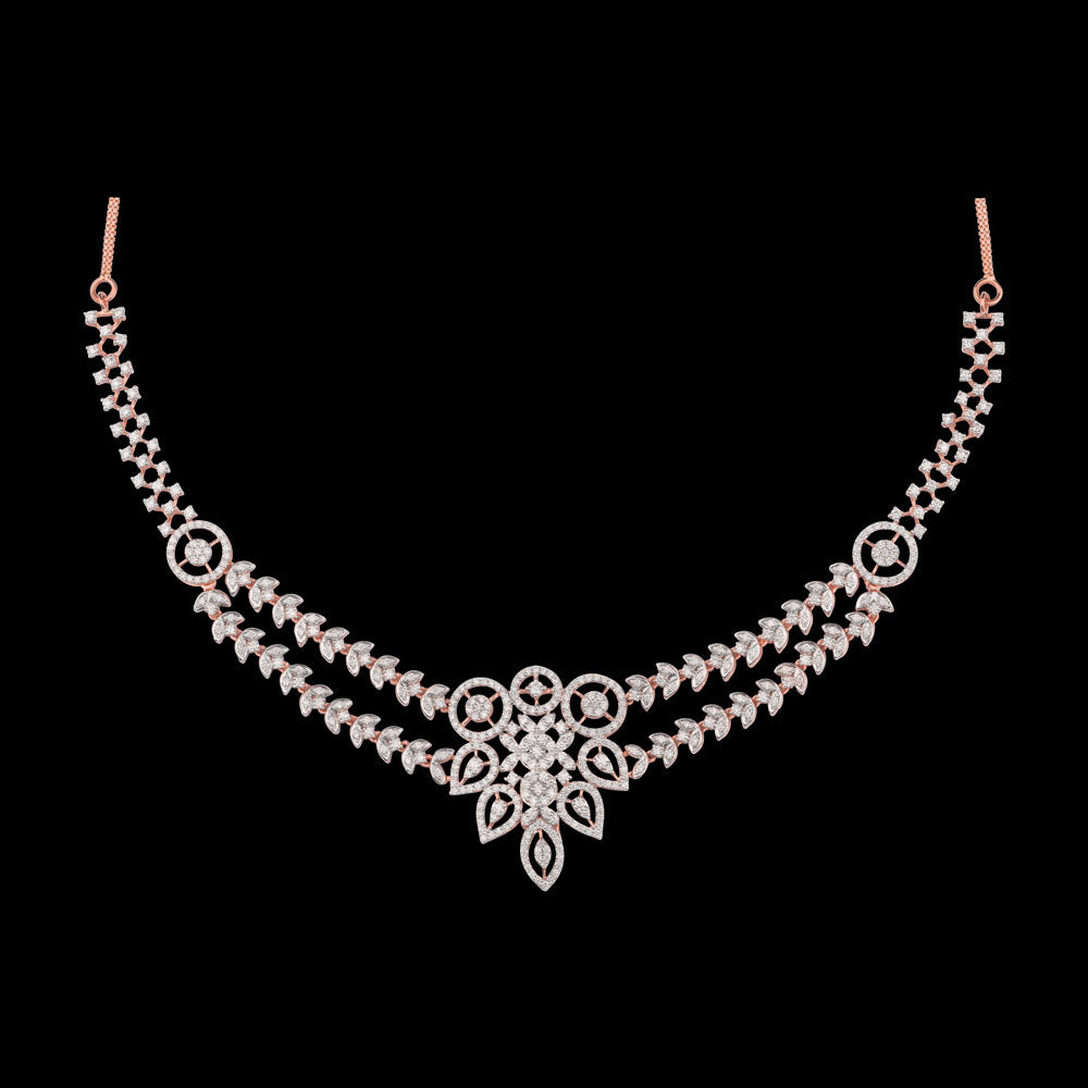 18K Rose Gold Diamond Necklace - 2.96ct VVS-VS-GH