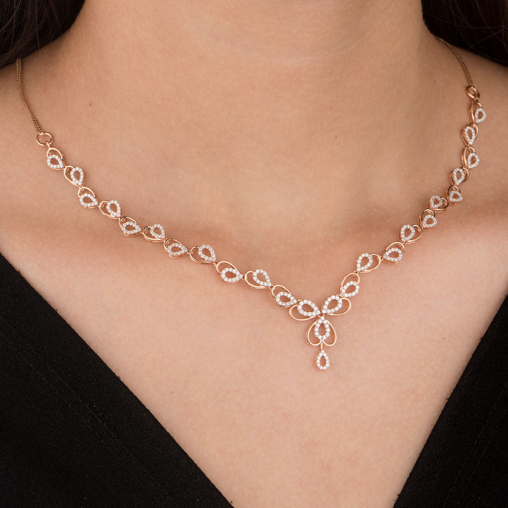 18K Rose Gold Diamond Necklace - 1.22ct VVS-VS-GH