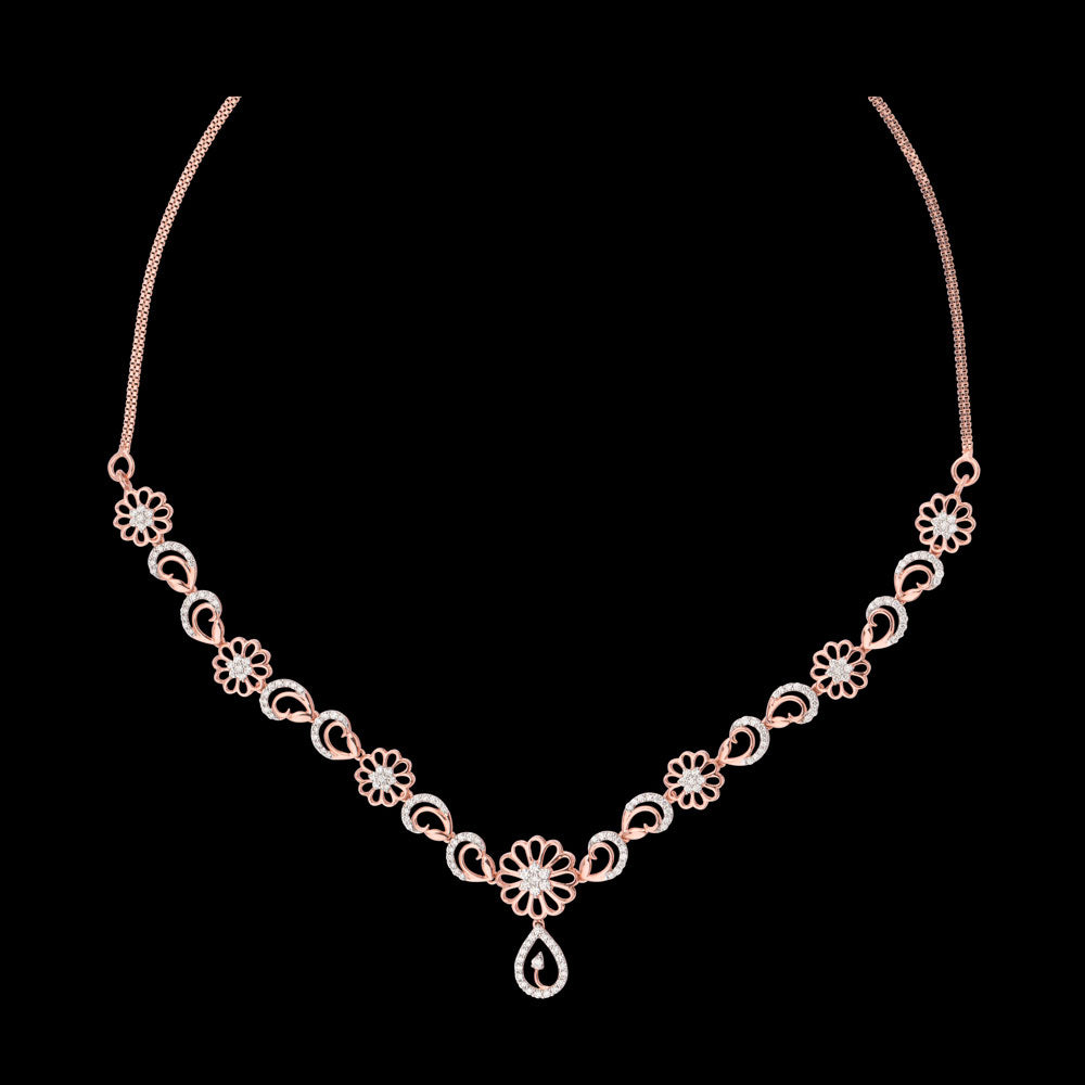 18K Rose Gold Diamond Necklace - 1.23ct VVS-VS-GH