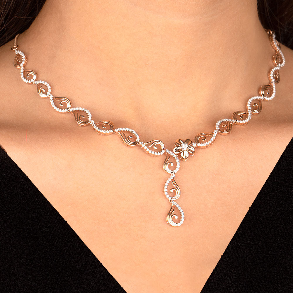 14K Rose Gold Diamond Necklace - 1.94ct VVS-VS-GH