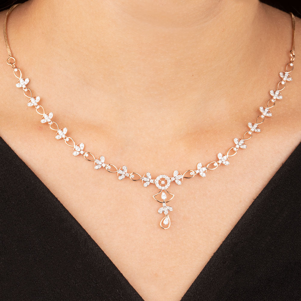 18K Rose Gold Diamond Necklace - 1.67ct VVS-VS-GH