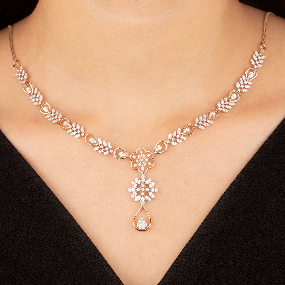 18K Rose Gold Diamond Necklace - 2.33ct VVS-VS-GH