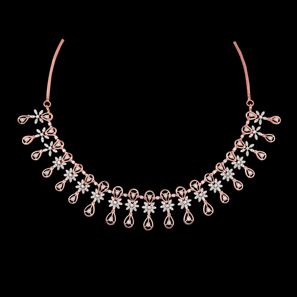18K Rose Gold Diamond Necklace - 3.368ct VVS-VS-HI