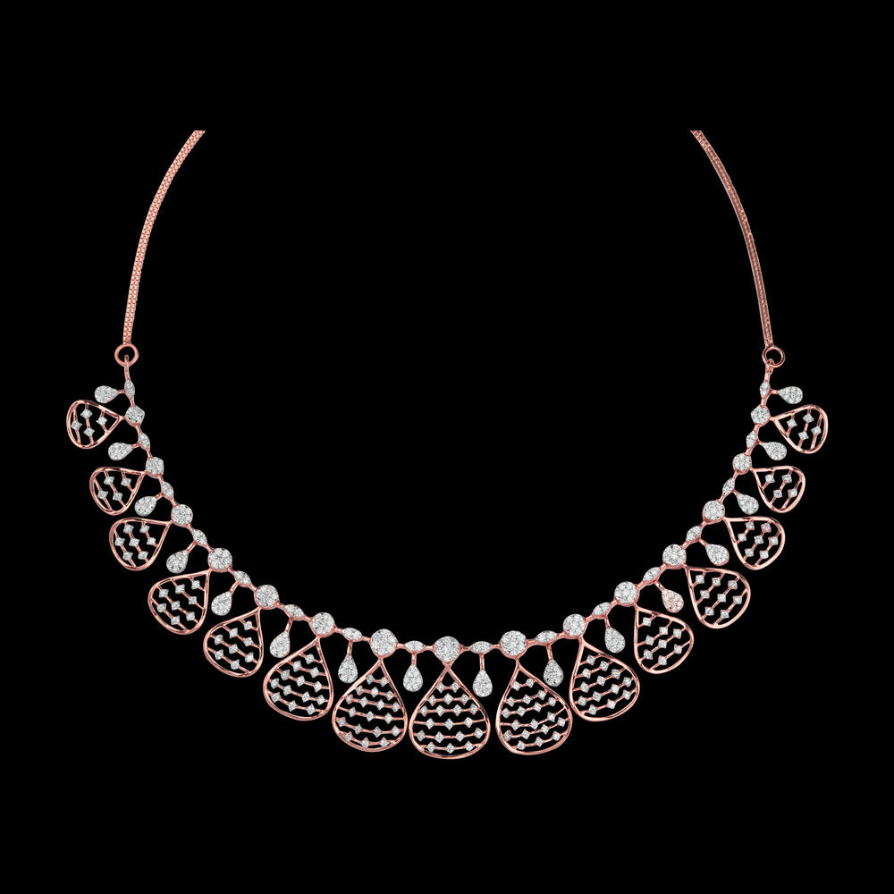 18K Rose Gold Diamond Necklace - 4.033ct VVS-VS-GH
