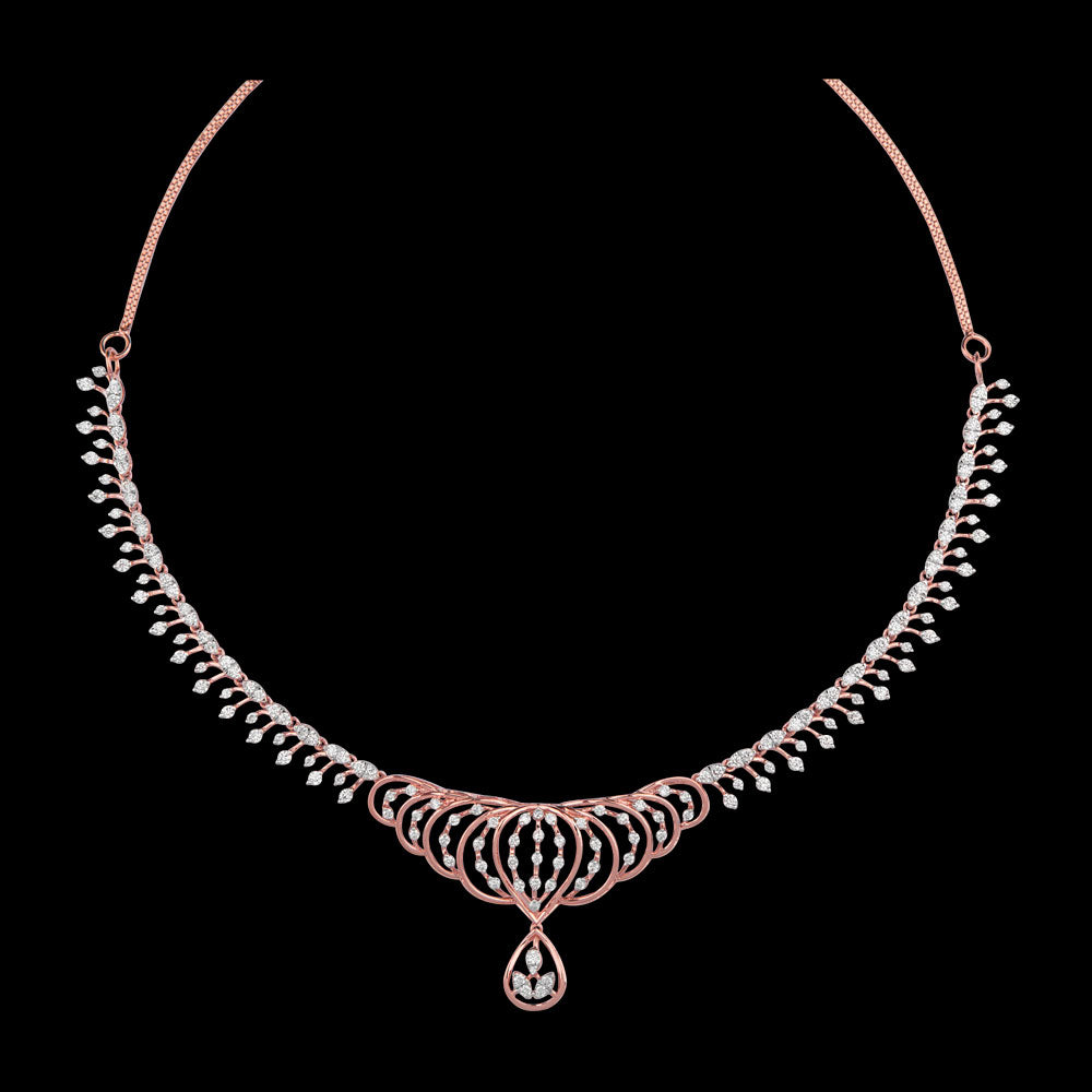 18K Rose Gold Diamond Necklace - 2.964ct VVS-VS-GH