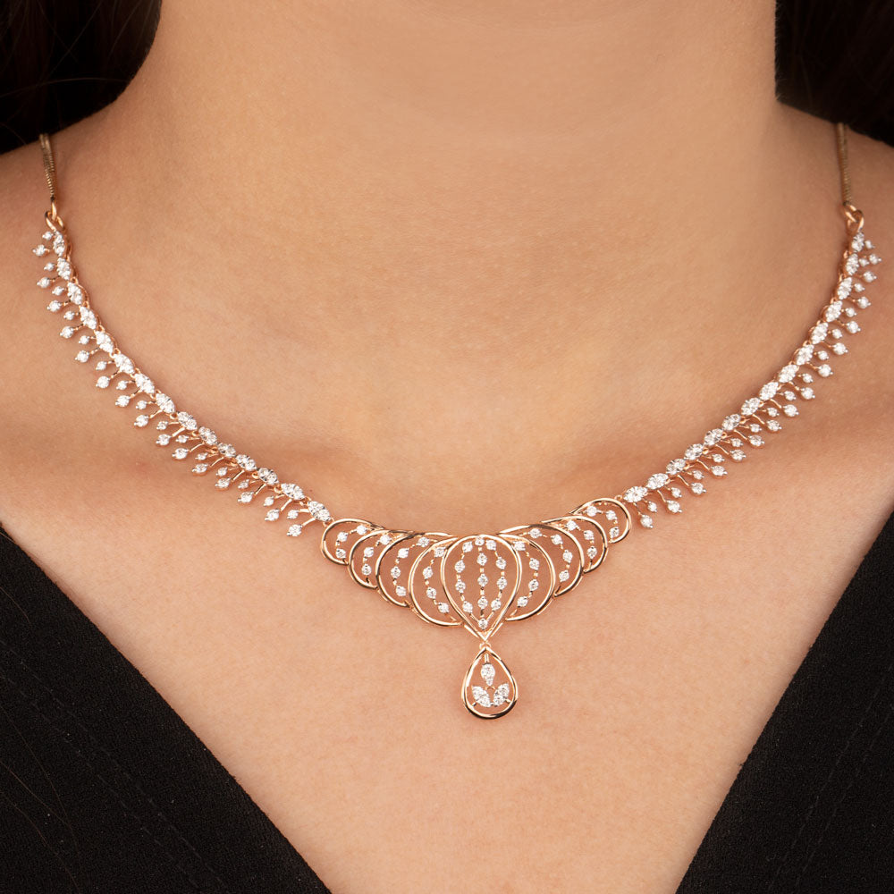 18K Rose Gold Diamond Necklace - 2.964ct VVS-VS-GH