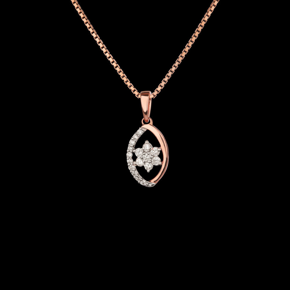 14K Rose Gold Diamond Pendant - 0.16ct VVS-VS-GH