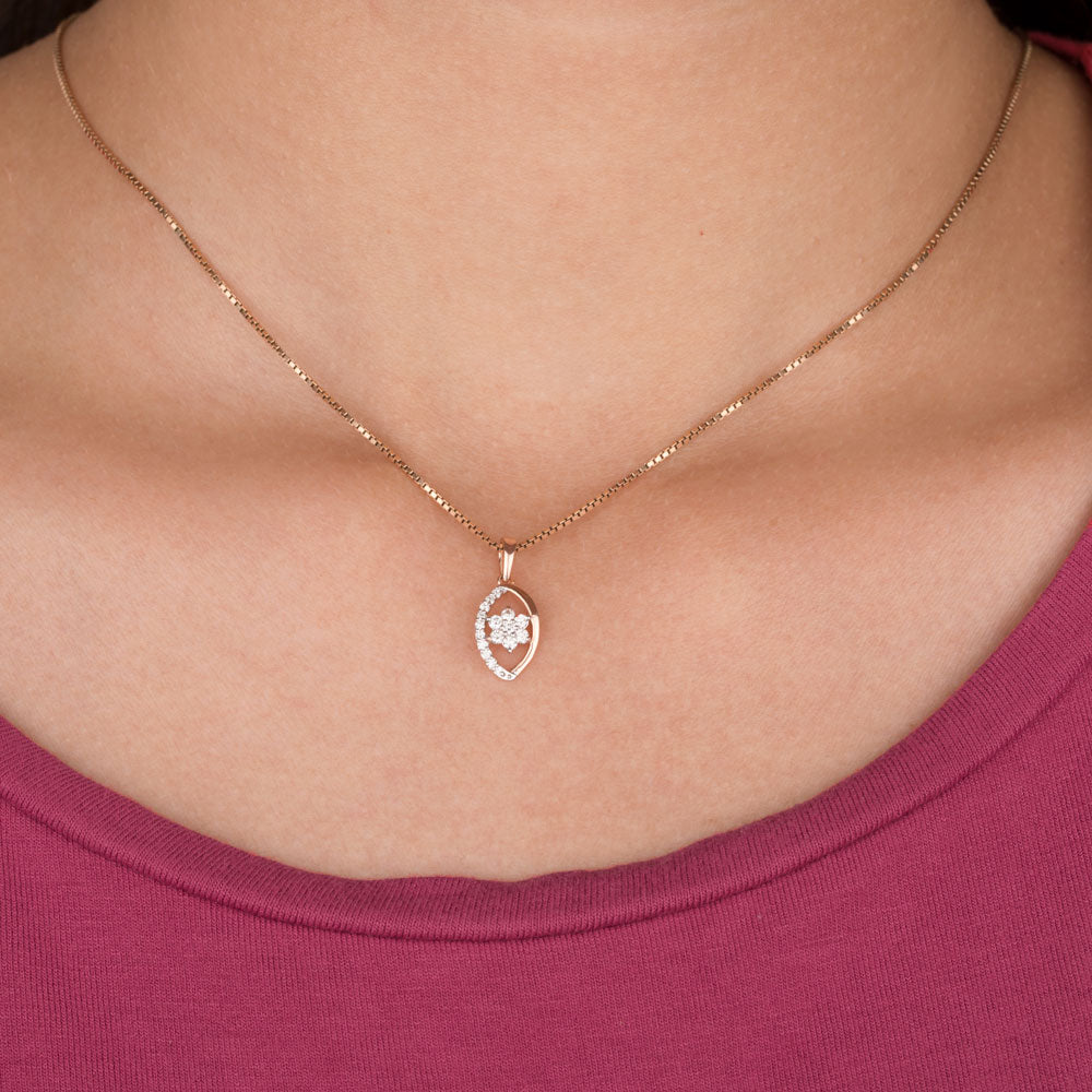 14K Rose Gold Diamond Pendant - 0.16ct VVS-VS-GH
