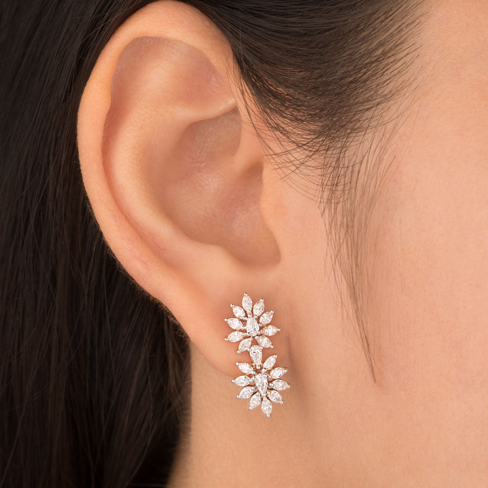 18K Rose Gold Diamond Earrings - 1.29ct VVS-EF
