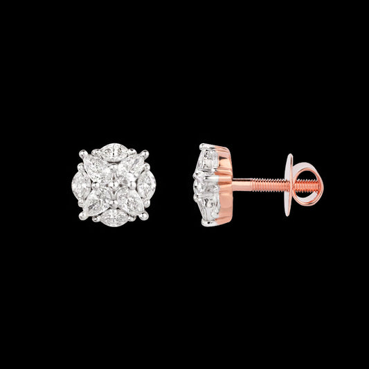 18K Rose Gold Diamond Earrings - 0.49ct VVS-EF
