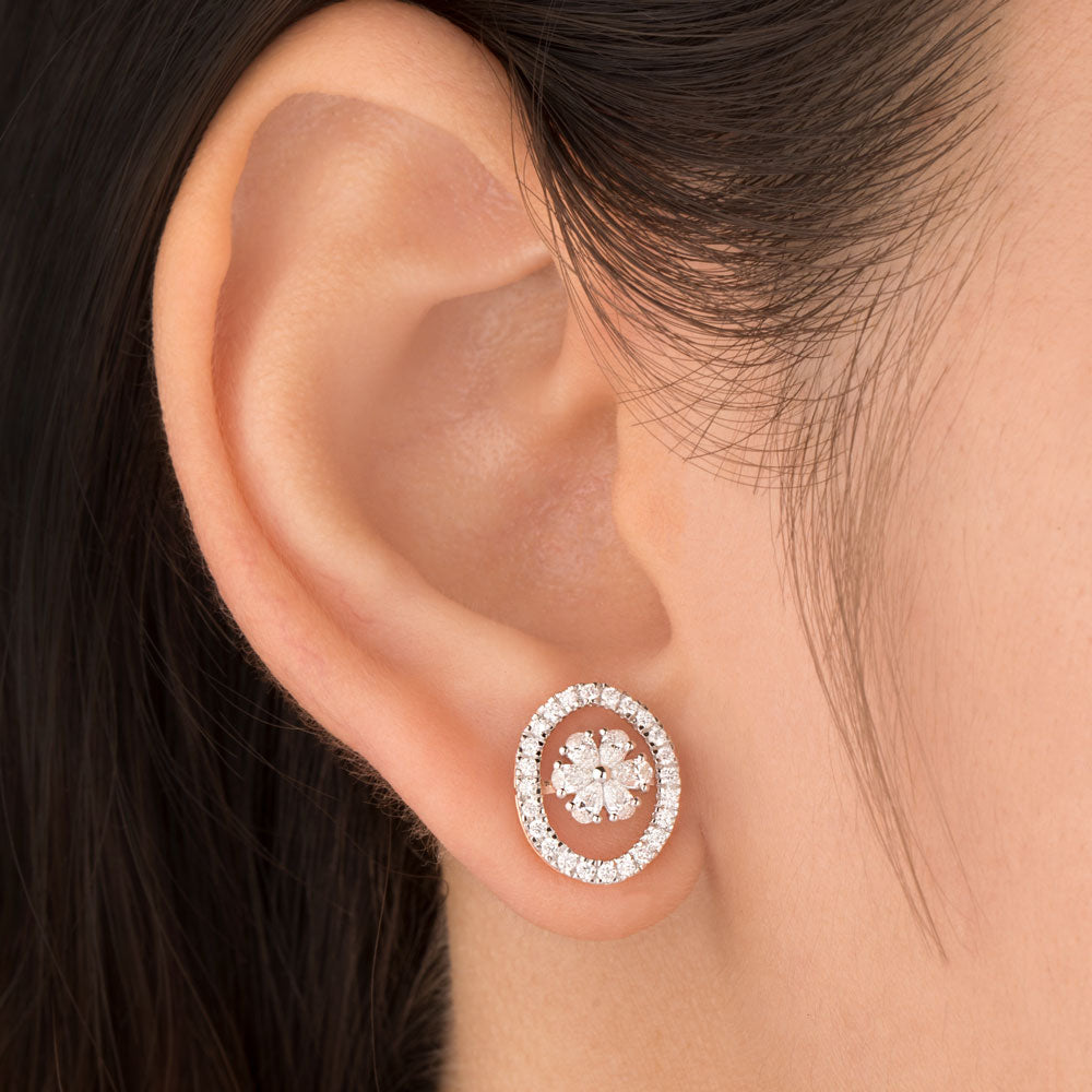 18K Rose Gold Diamond Earrings - 0.73ct VVS-EF