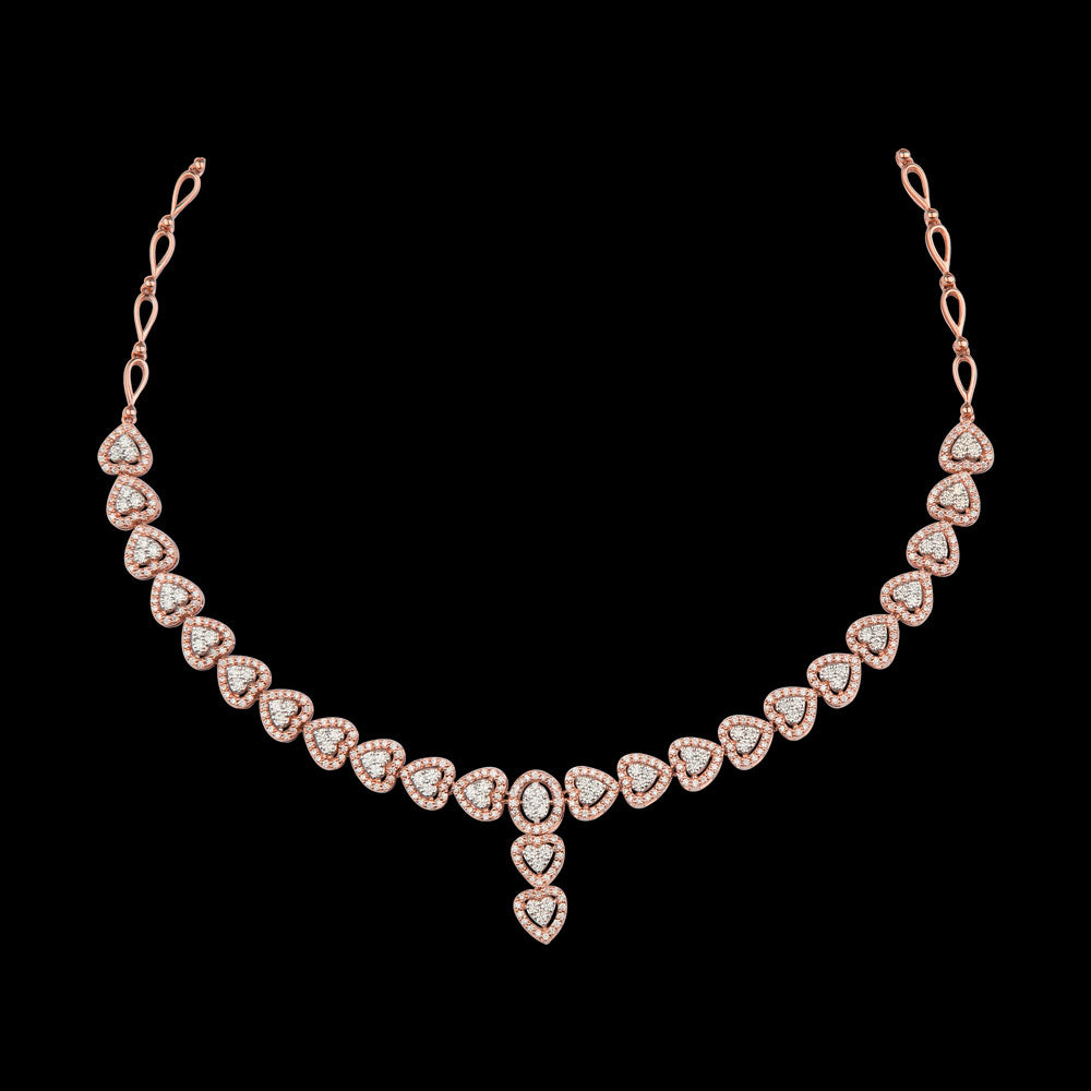 14K Rose Gold Diamond Necklace - 3.73ct VS-SI-FG