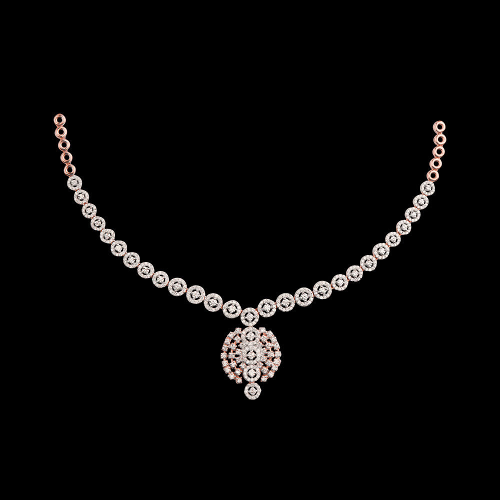 14K Rose Gold Diamond Necklace - 3.18ct VS-SI-FG