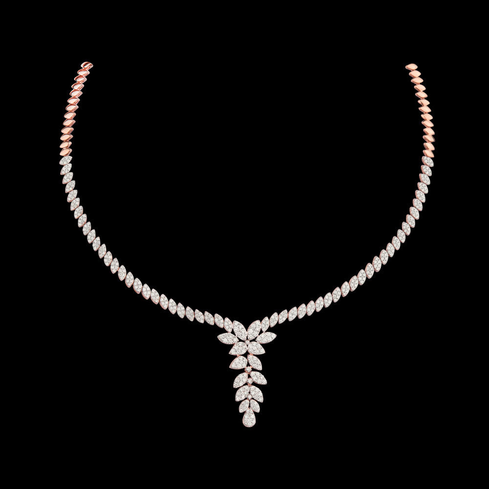 18K Rose Gold Diamond Necklace - 3.957ct VVS-VS-GH