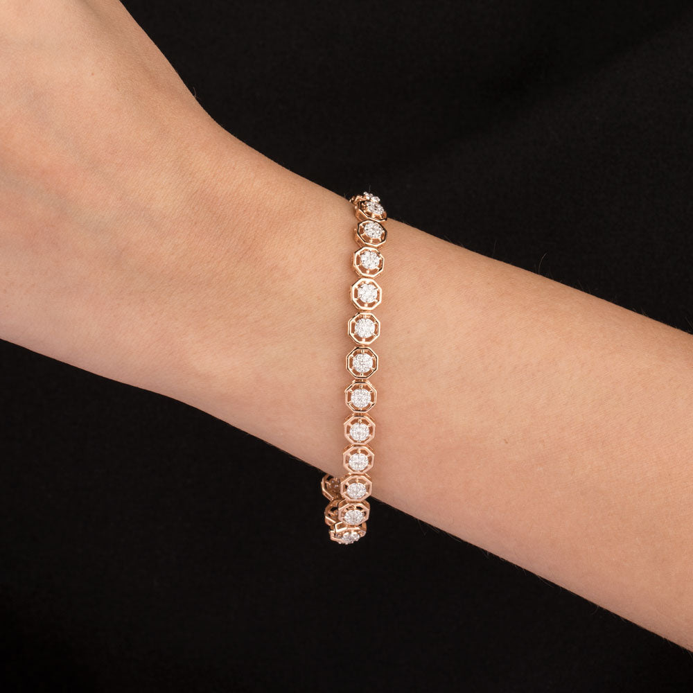 18K Rose Gold Diamond Bracelet - 1.443ct VVS-VS-GH