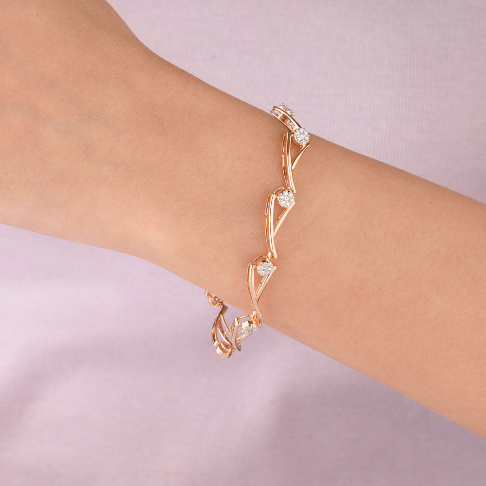 14K Rose Gold Diamond Bracelet - 0.95ct VVS-VS-GH