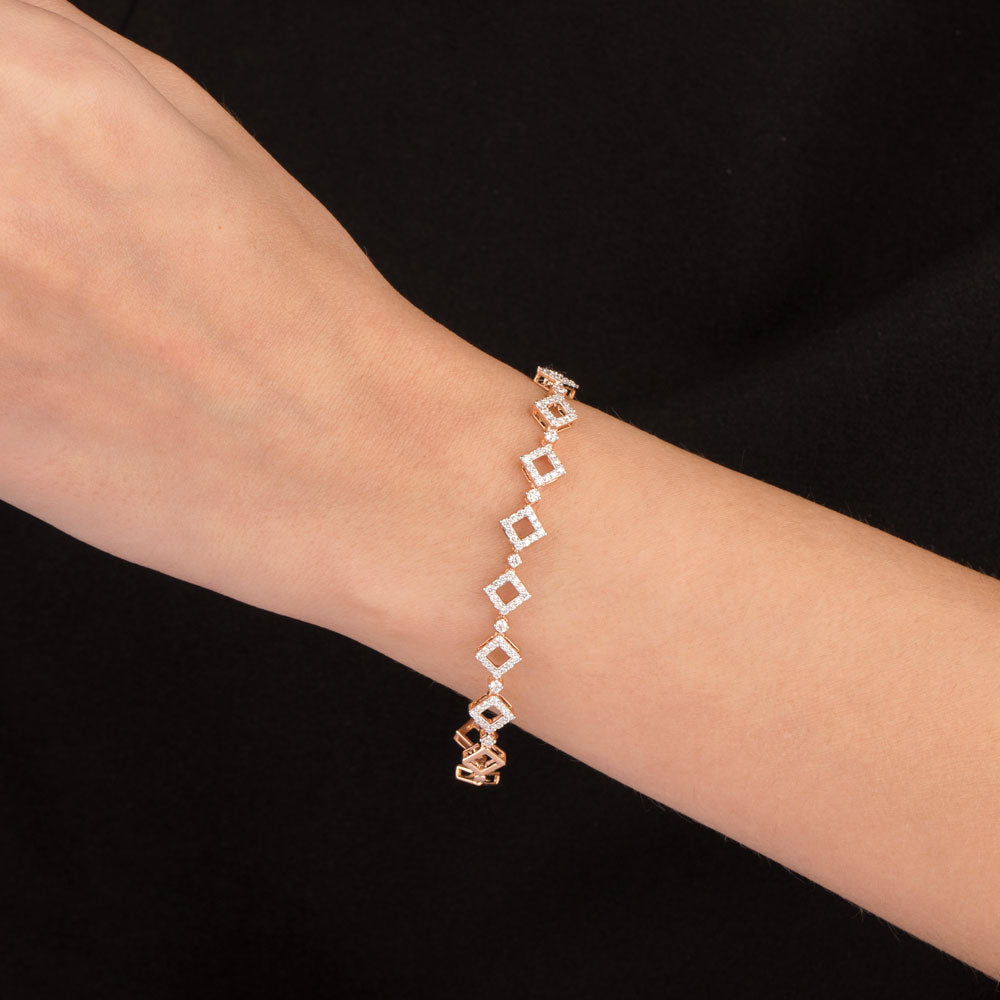 18K Rose Gold Diamond Bracelet - 1.02ct VVS-VS-GH