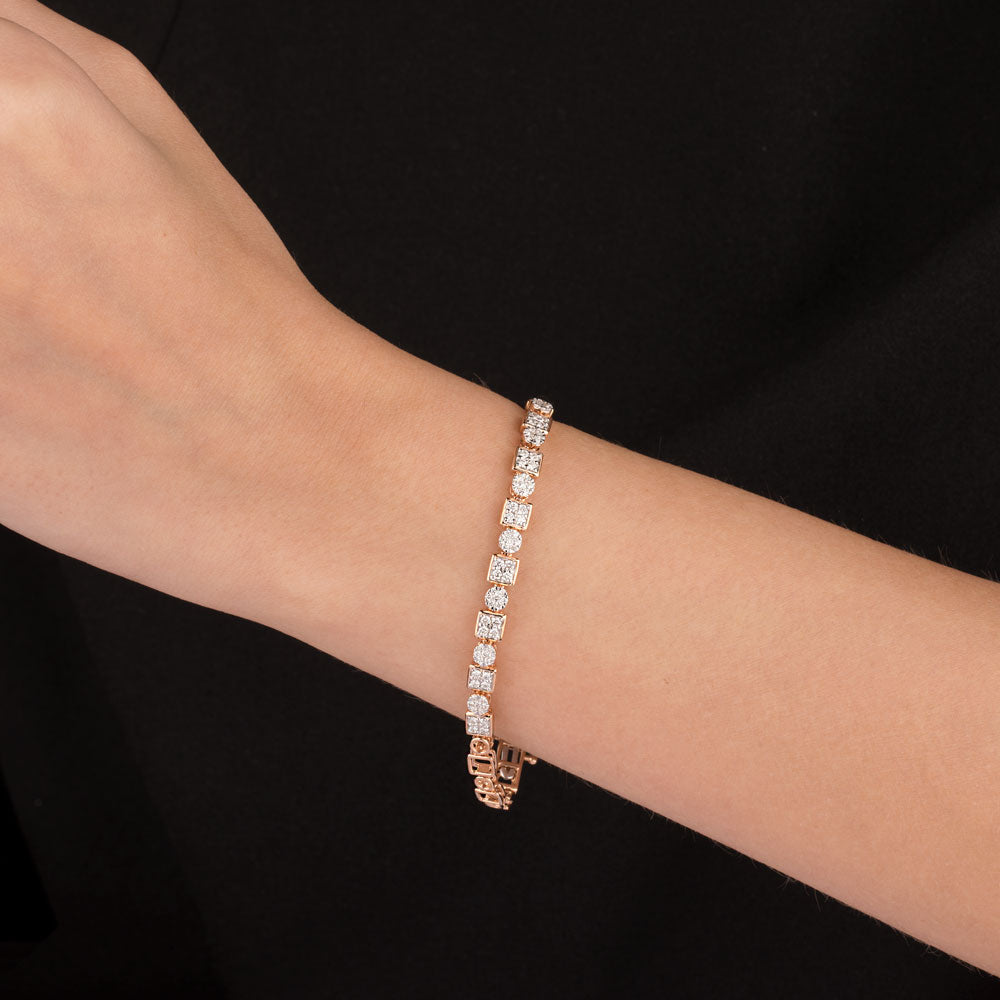 18K Rose Gold Diamond Bracelet - 1.3ct VVS-VS-GH