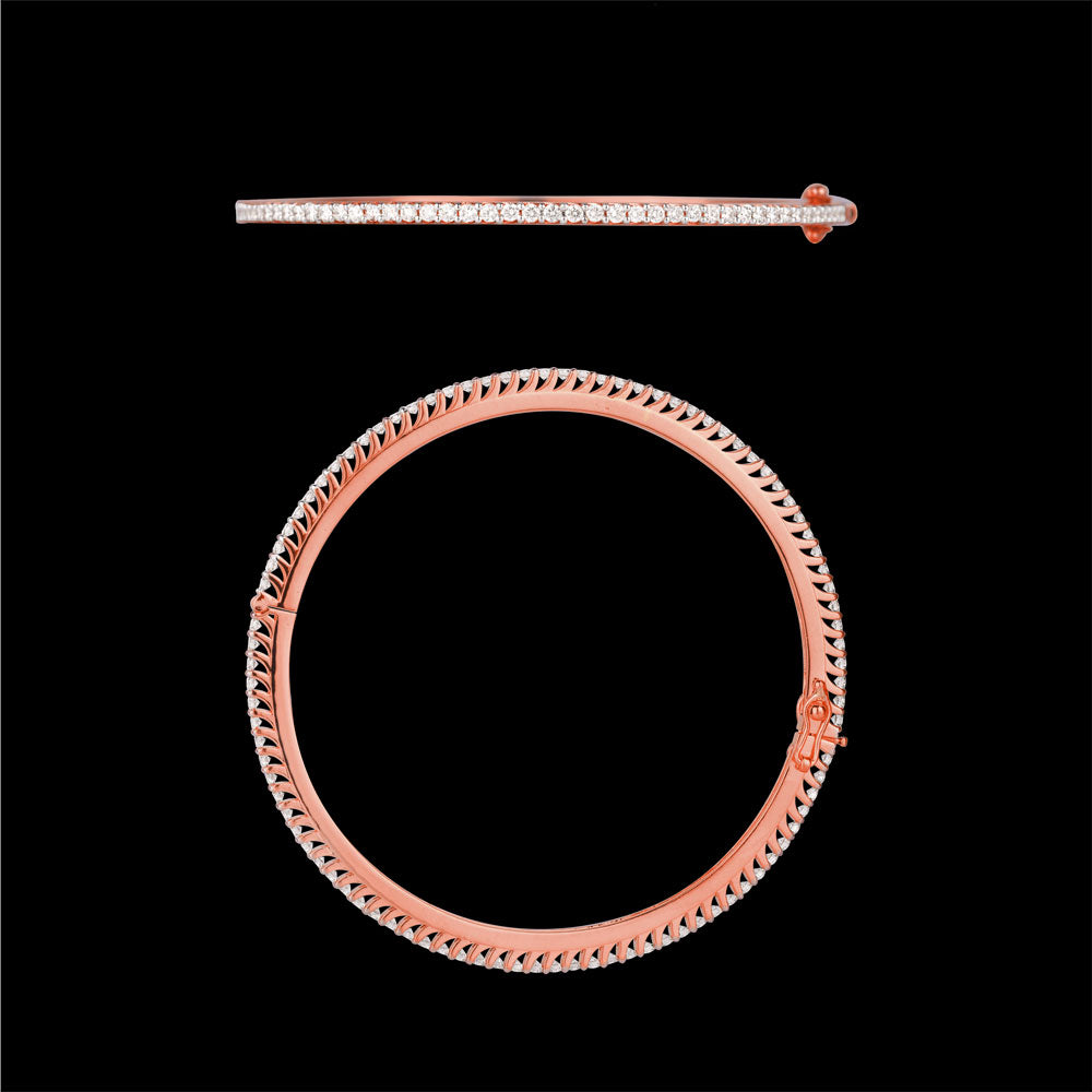 18K Rose Gold Diamond Bangle - 2.76ct VS-SI-HI