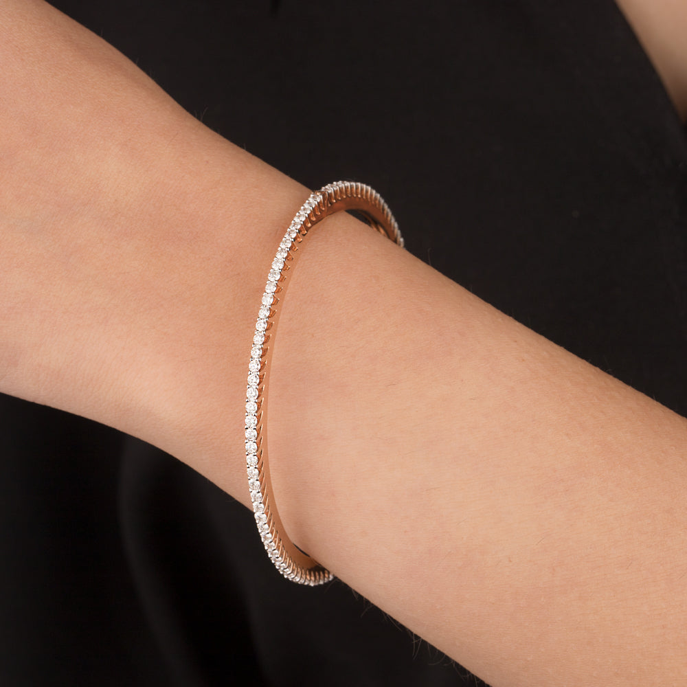 18K Rose Gold Diamond Bangle - 2.76ct VS-SI-HI