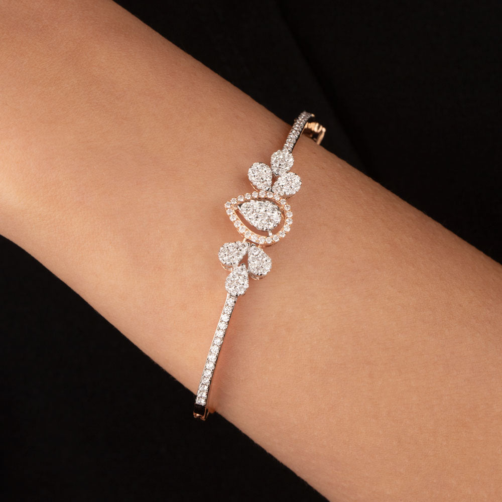 18K Rose Gold Diamond Kada - 1.53ct VVS-VS-GH
