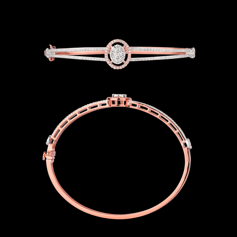 14K Rose Gold Diamond Kada - 1.17ct VVS-VS-GHI