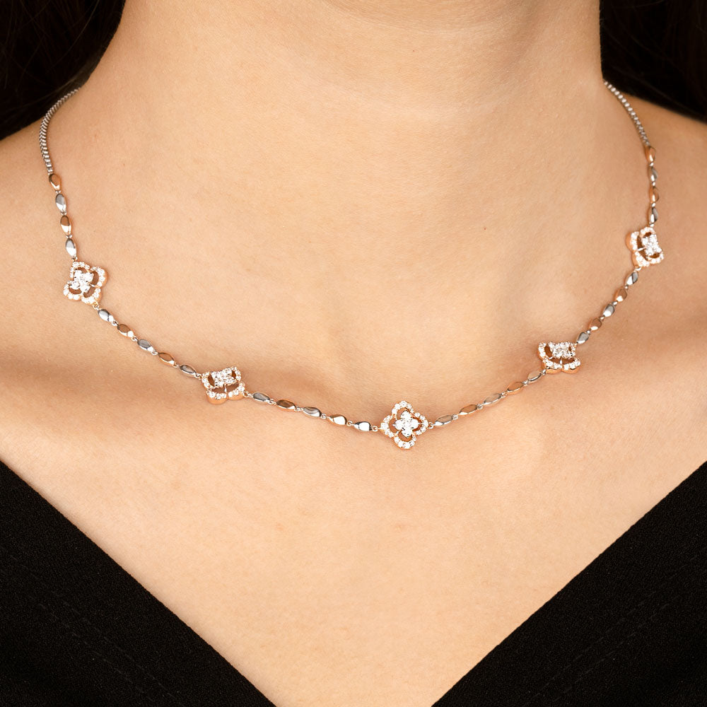 18K Rose Gold Diamond Necklace - 1.105ct VS-SI-EF
