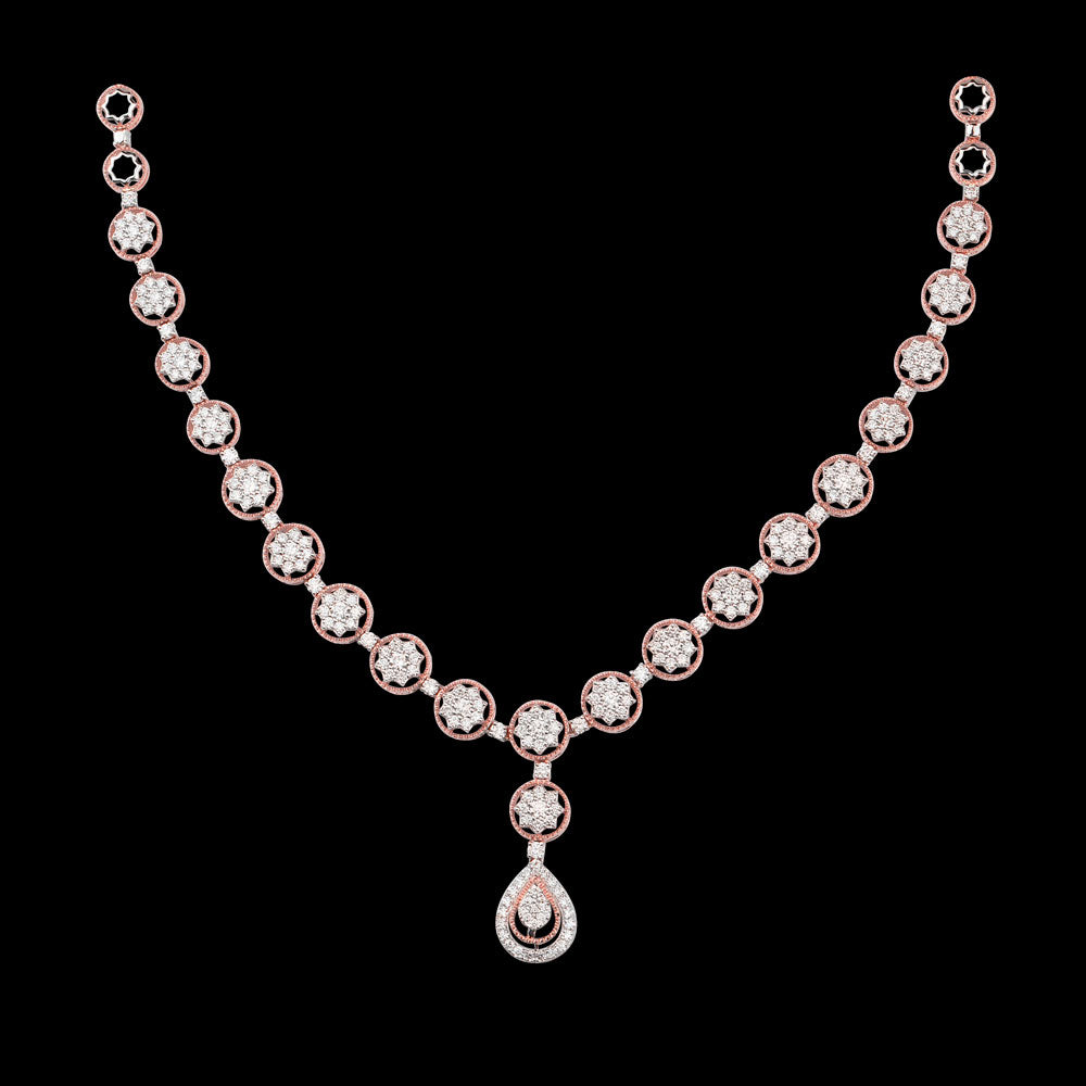 14K Rose Gold Diamond Necklace - 3.91ct VVS-VS-HI