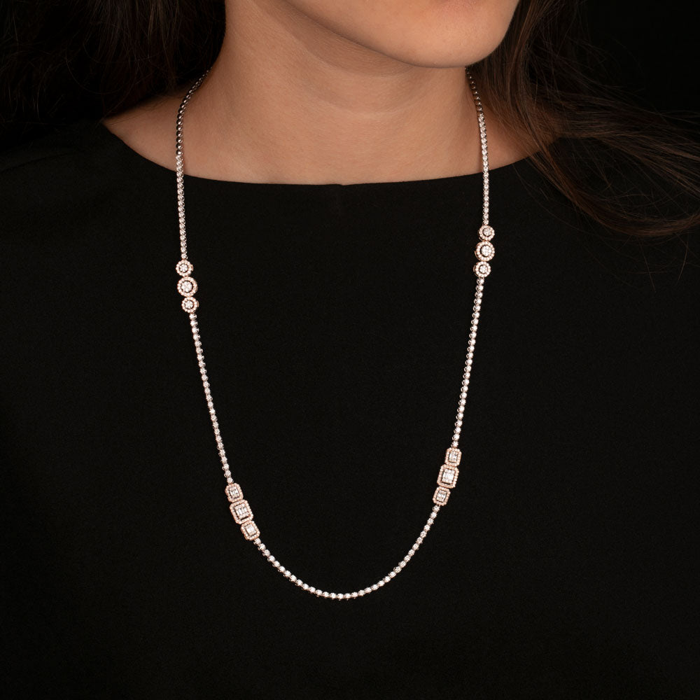 14K Rose Gold Diamond Necklace - 4.94ct VVS-VS-GH