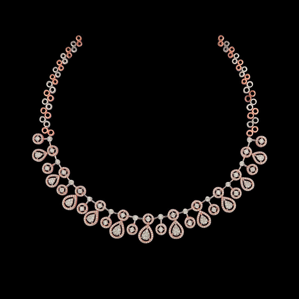 14K Rose Gold Diamond Necklace - 4.26ct VVS-VS-GH
