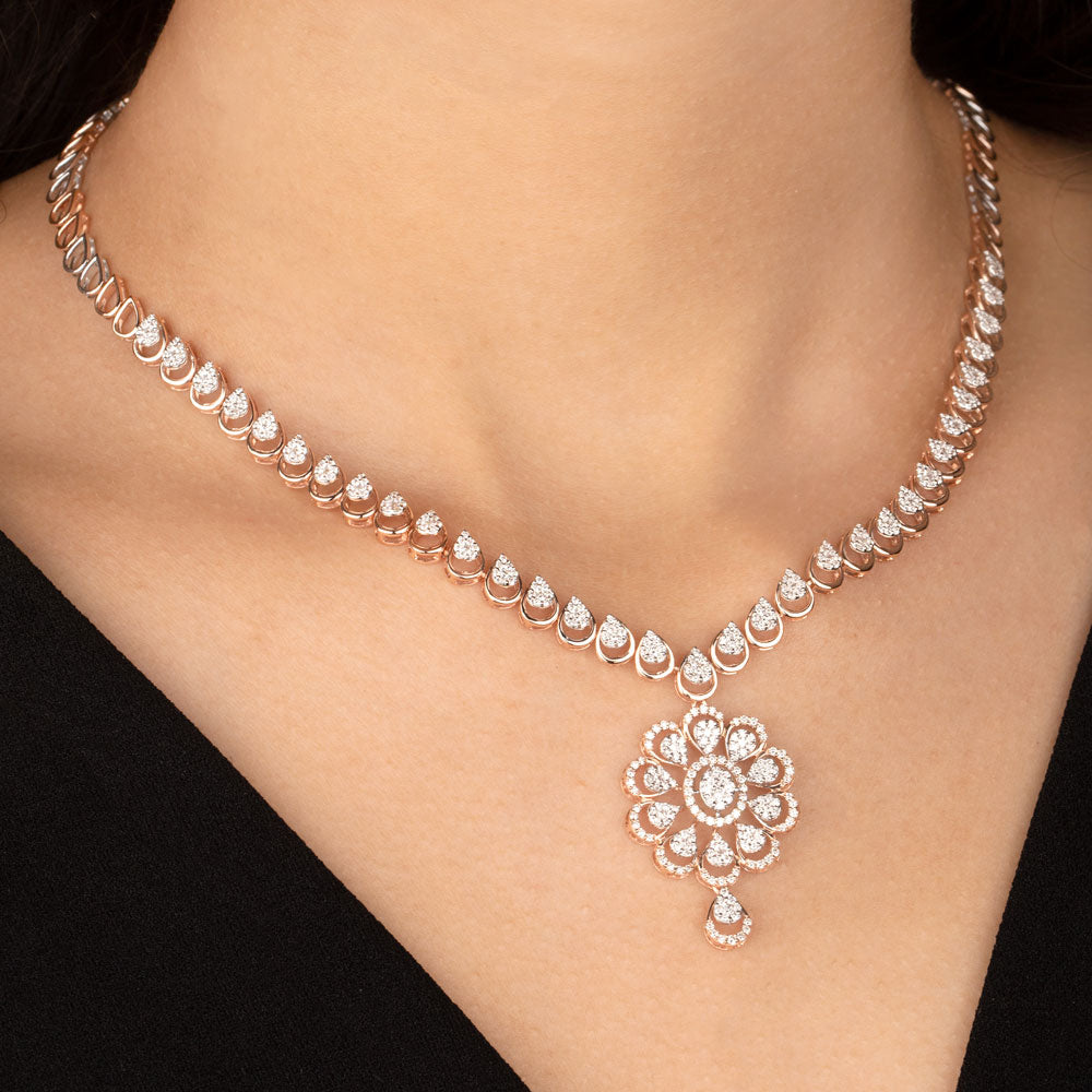 14K Rose Gold Diamond Necklace - 2.22ct VVS-VS-GH