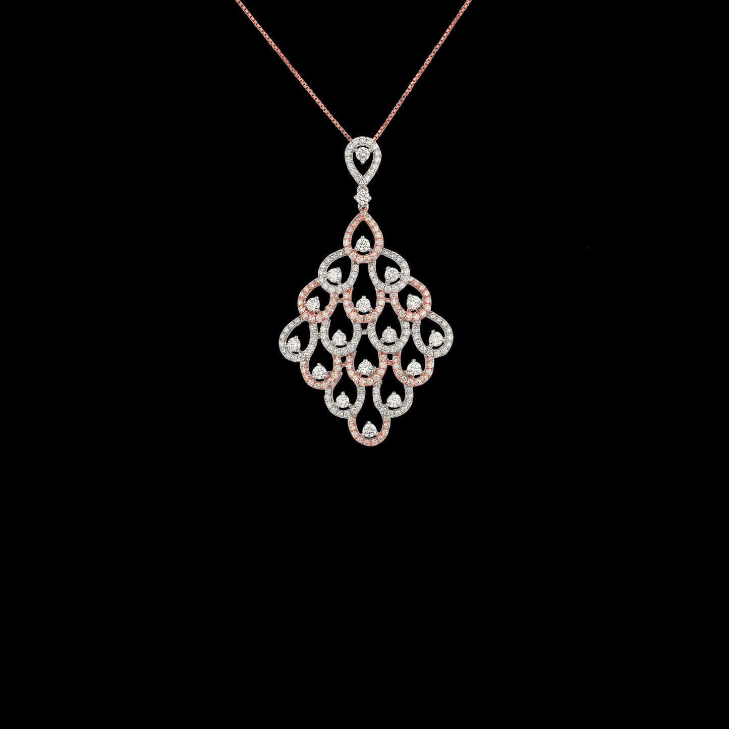 18K Rose Gold Diamond Pendant - 2.92ct VVS-VS-GH