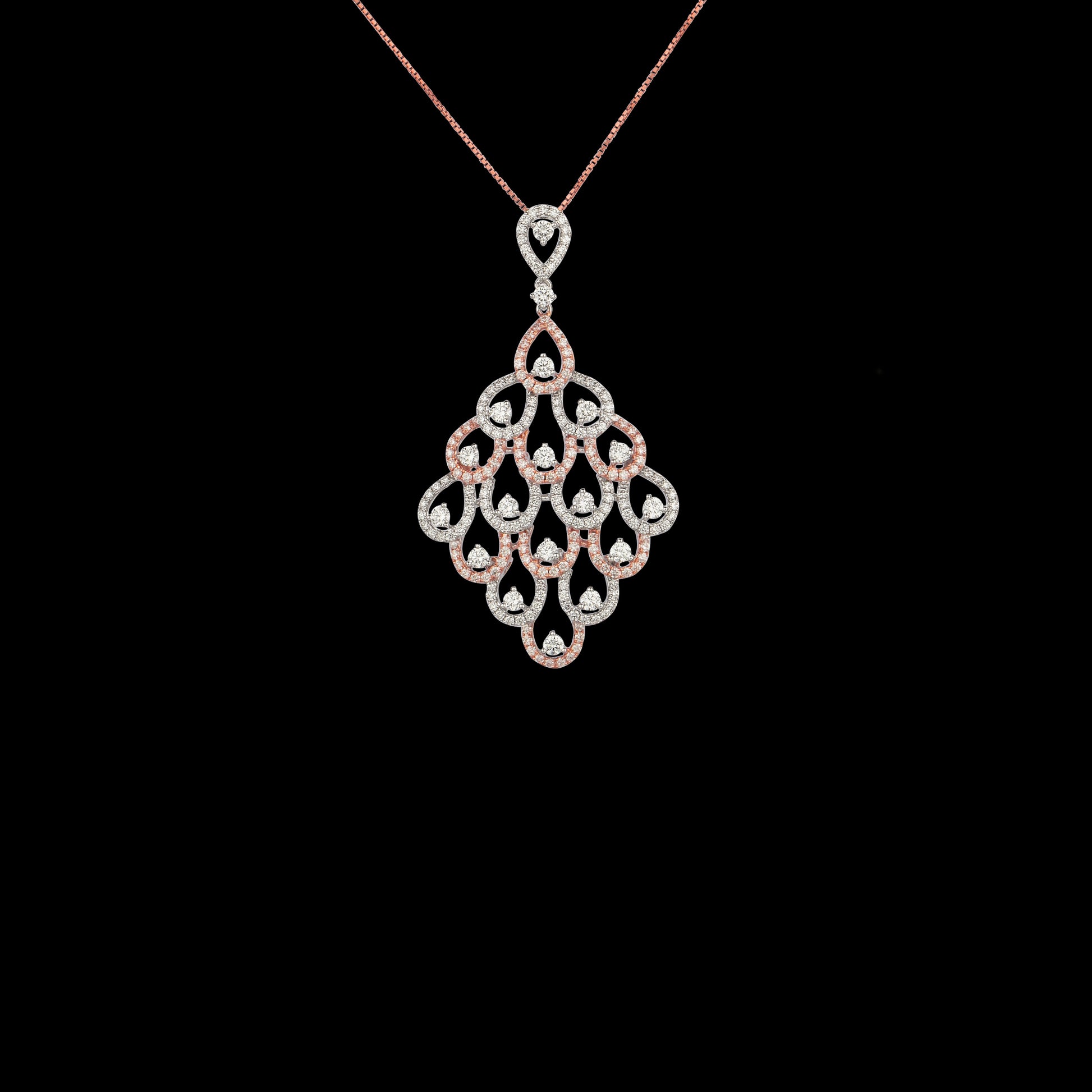 18K Rose Gold Diamond Pendant - 2.92ct VVS-VS-GH