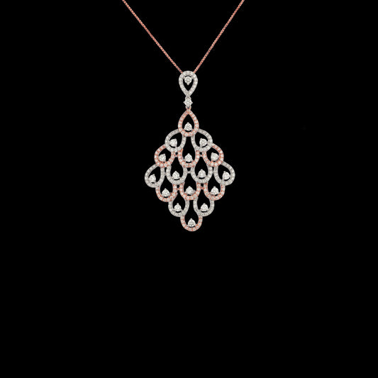 18K Rose Gold Diamond Pendant - 2.92ct VVS-VS-GH