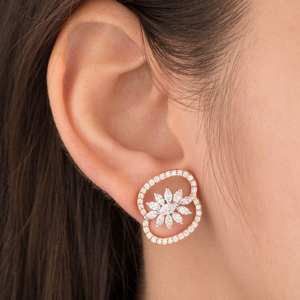 18K Rose Gold Diamond Earrings - 2.265ct VVS-VS-GH