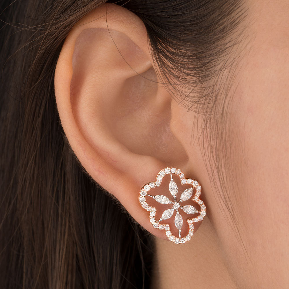 18K Rose Gold Diamond Earrings - 1.656ct VVS-VS-GH