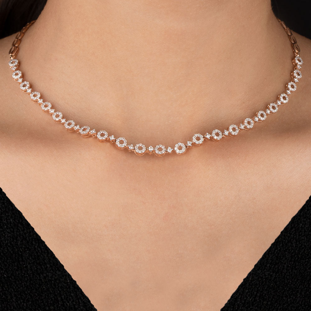 14K Rose Gold Diamond Necklace - 1.845ct SI-IJ