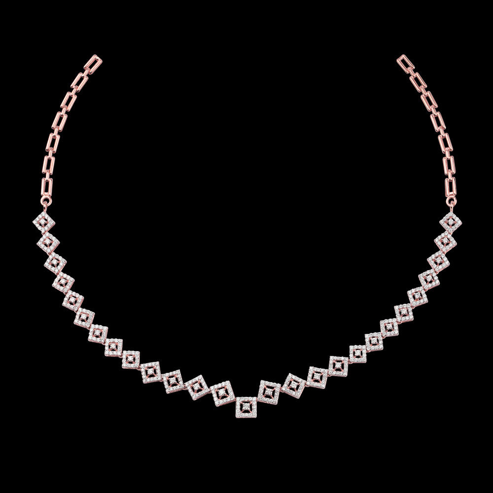 14K Rose Gold Diamond Necklace - 2.75ct VS-HI