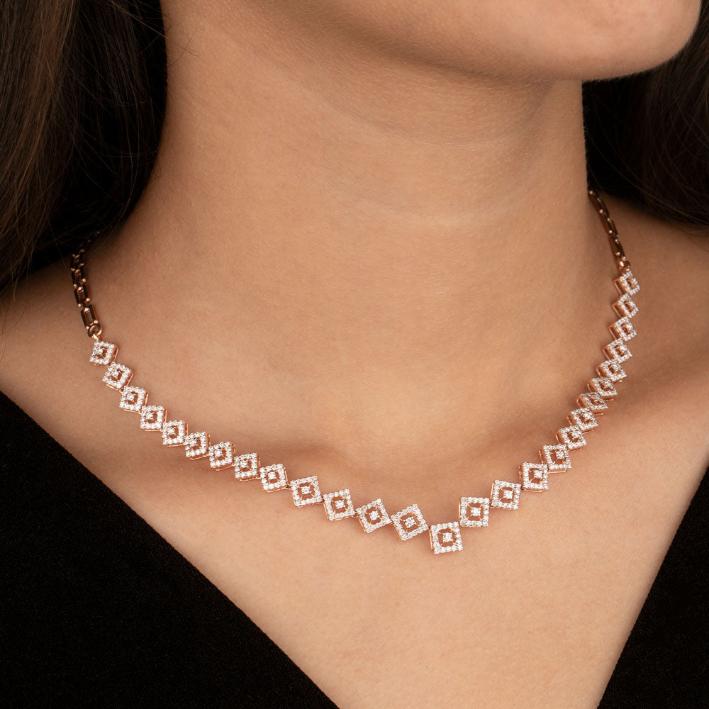 14K Rose Gold Diamond Necklace - 2.75ct VS-HI
