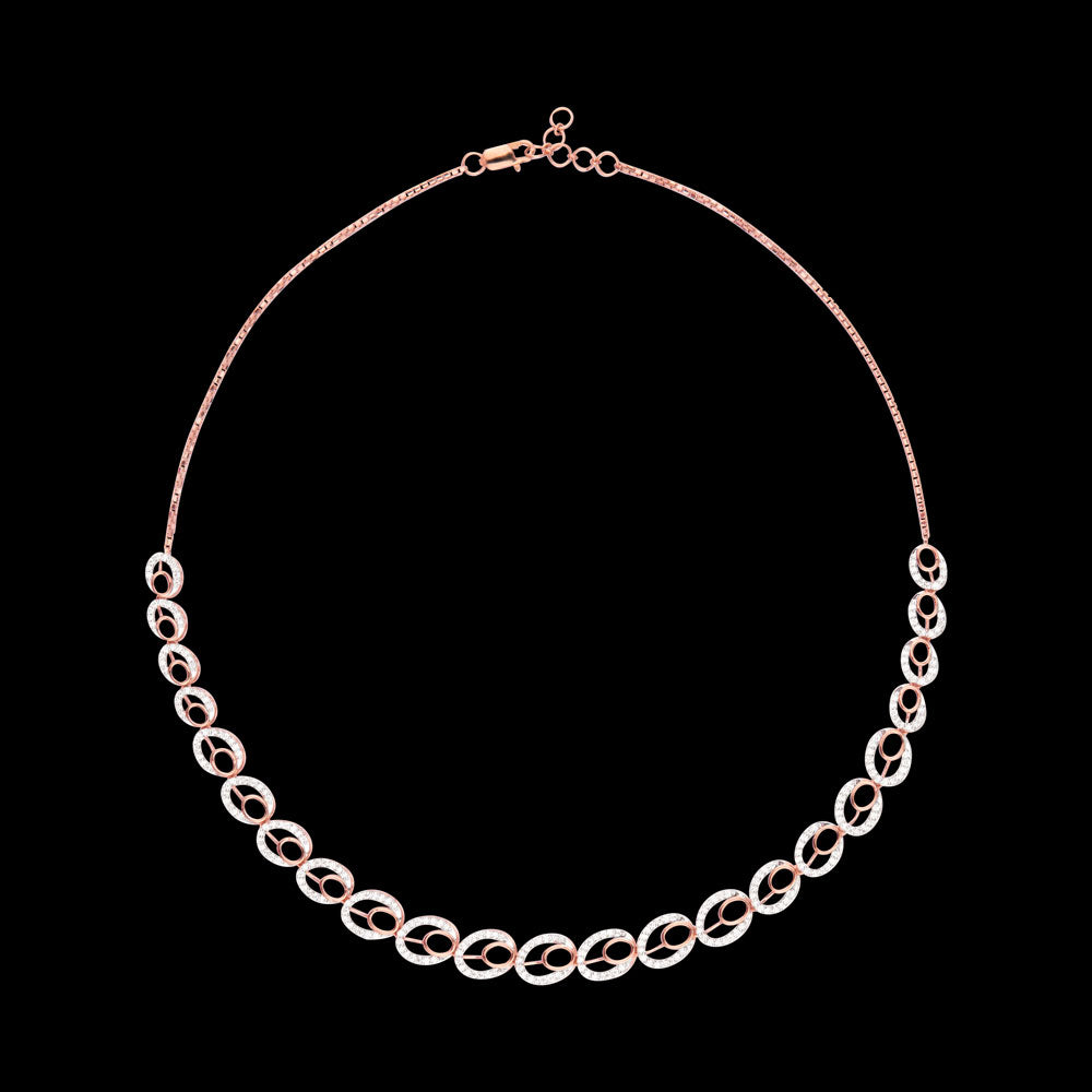 14K Rose Gold Diamond Necklace - 3.4ct VS-SI-FG