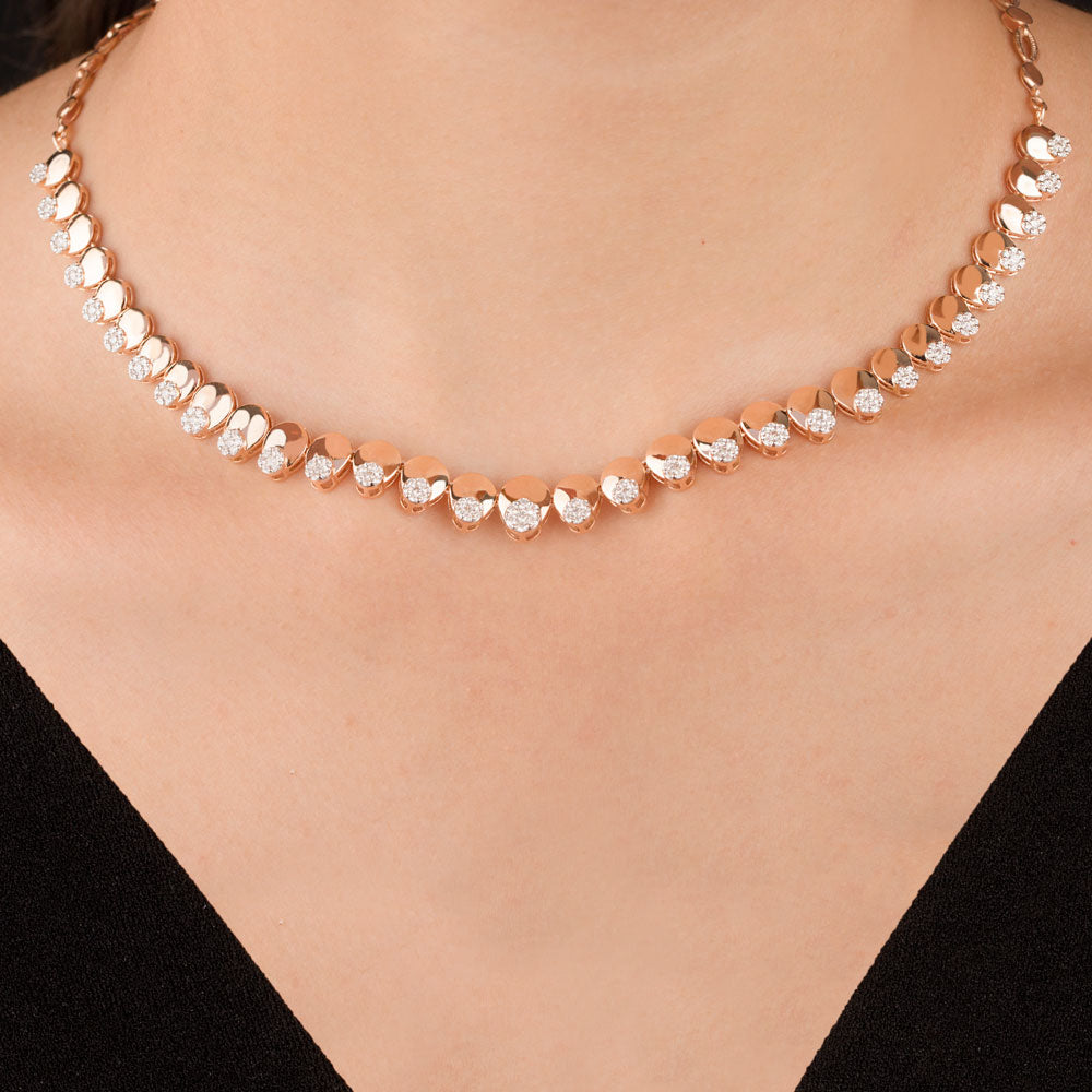 14K Rose Gold Diamond Necklace - 1.51ct SI-GH